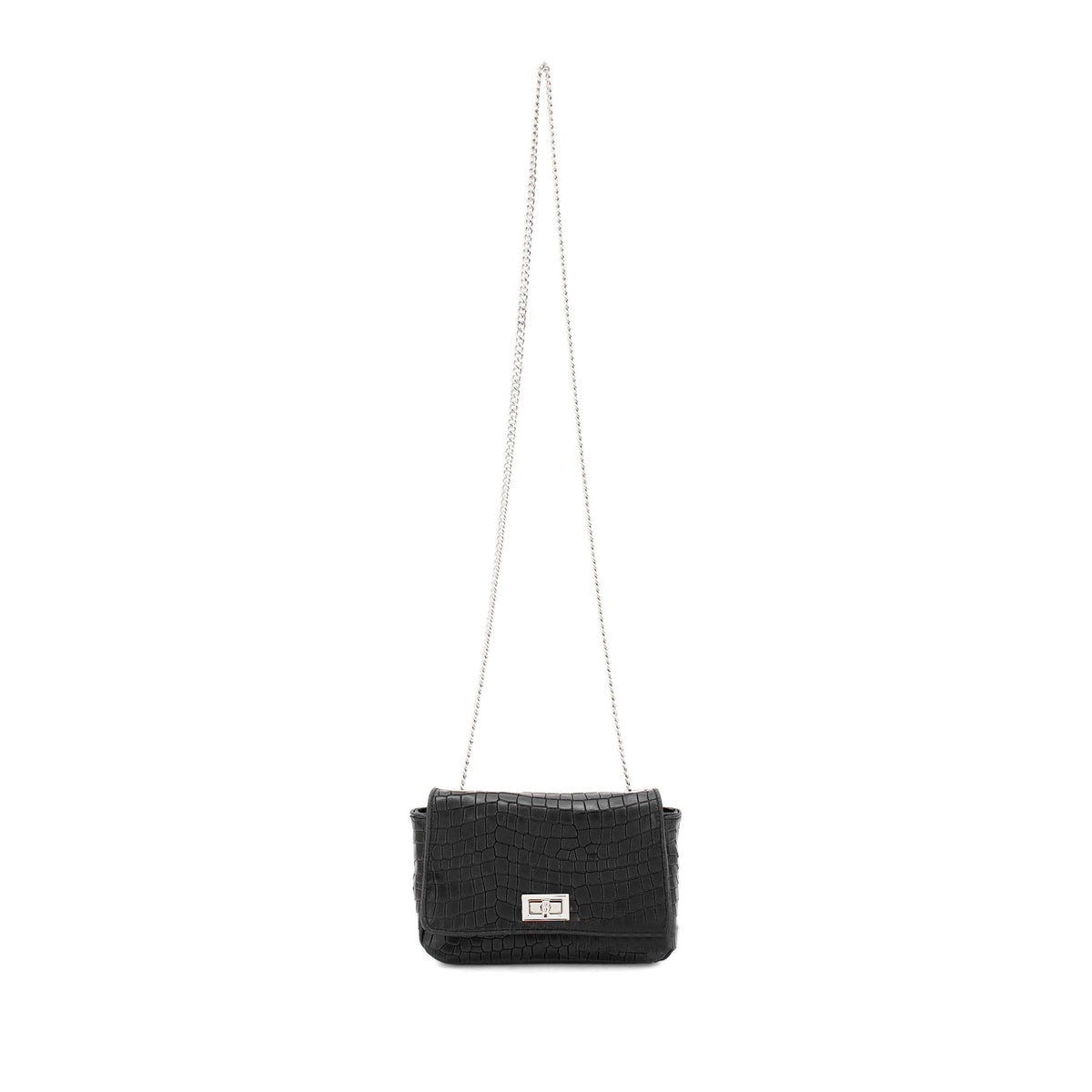 Genuine Italian Leather Croc Effect Crossbody Bag