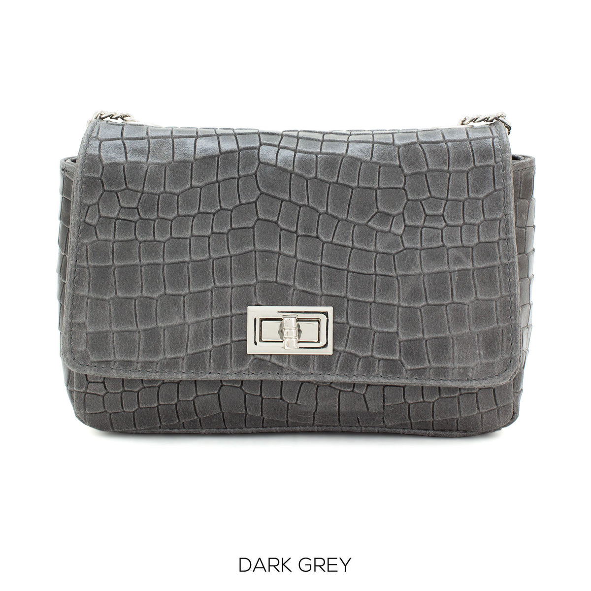 Genuine Italian Leather Croc Effect Crossbody Bag