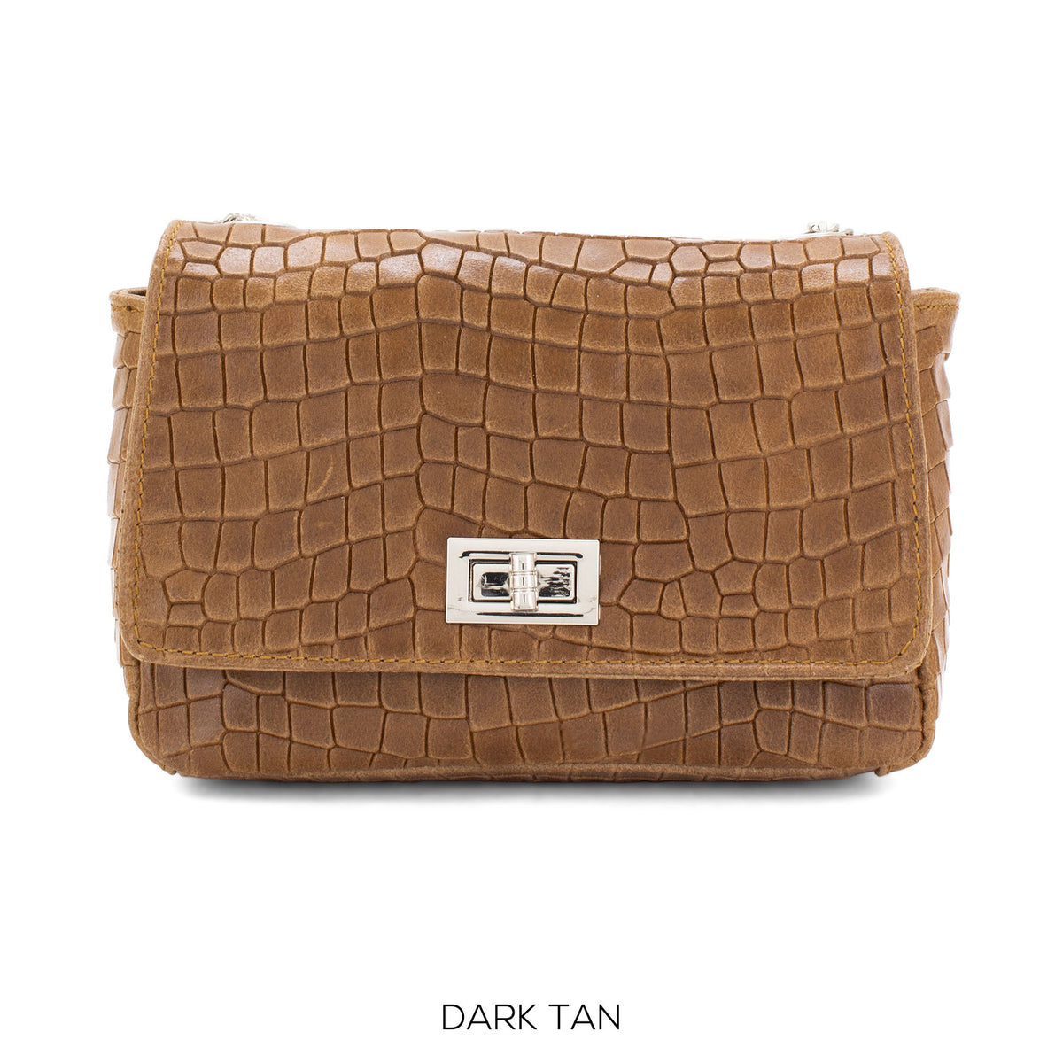Genuine Italian Leather Croc Effect Crossbody Bag