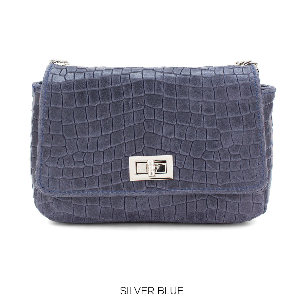 Genuine Italian Leather Croc Effect Crossbody Bag