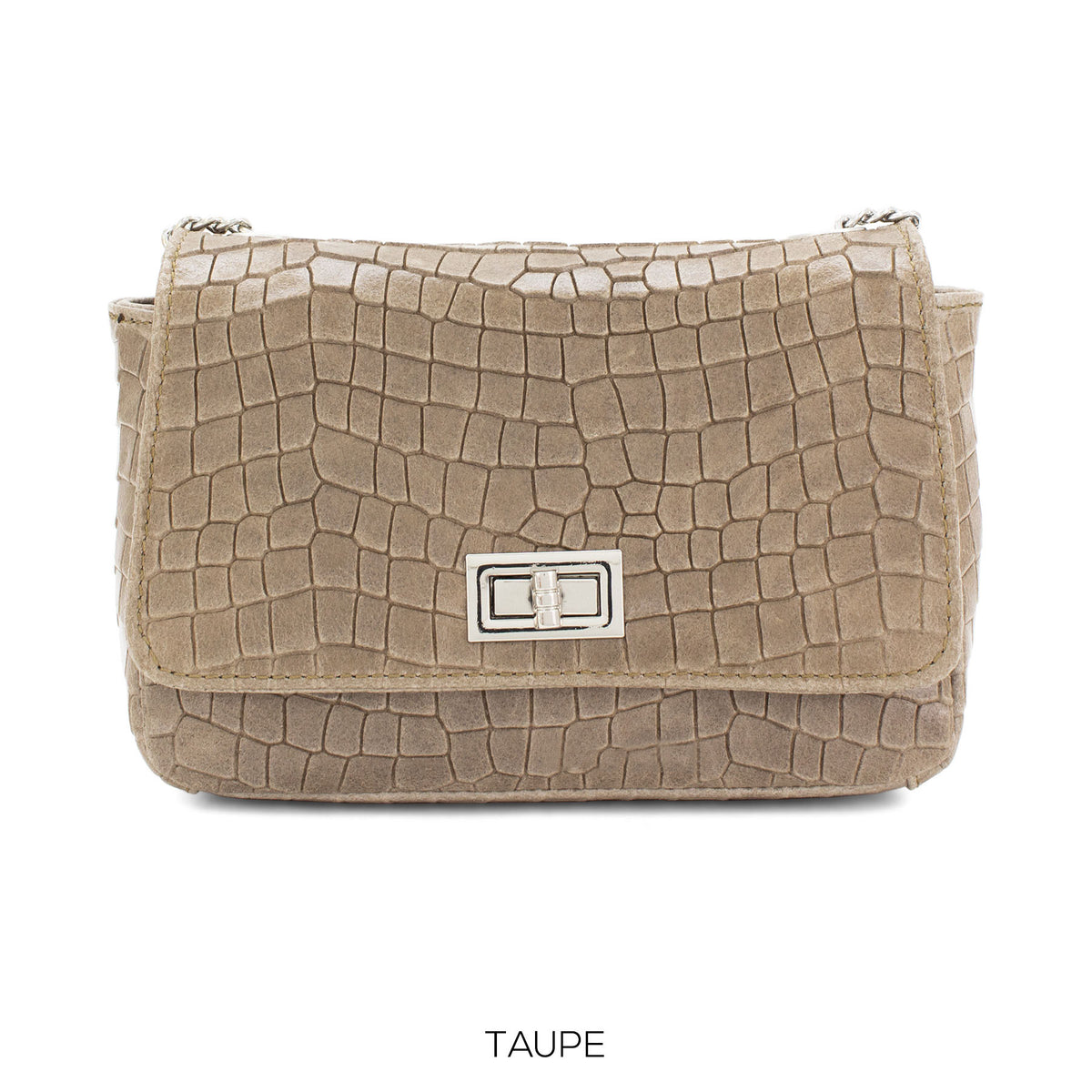Genuine Italian Leather Croc Effect Crossbody Bag