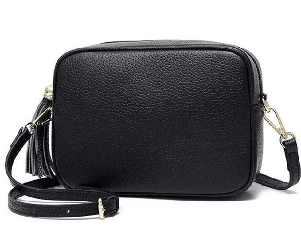 Italian Leather Cross Body Camera Bag With Tassel