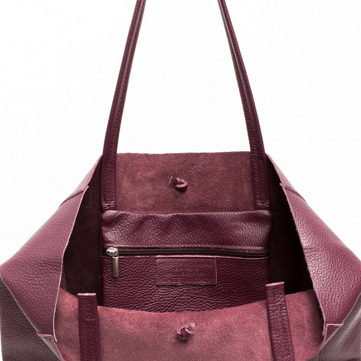 Burgundy Genuine Leather Shopper Bag Large Leather Tote Bag