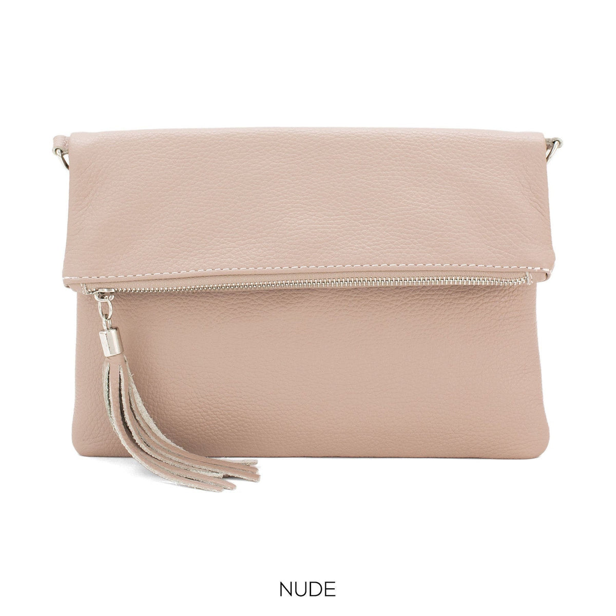 Genuine Pebbled Leather Italian Clutch Bag Crossbody Shoulder Bag Autum/Winter Wedding Parties Nude Evening Bag Bridesmaids Gifts For Her