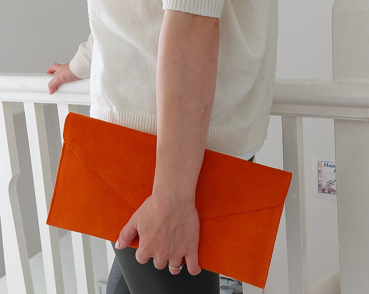 Orange Envelope Clutch Bag