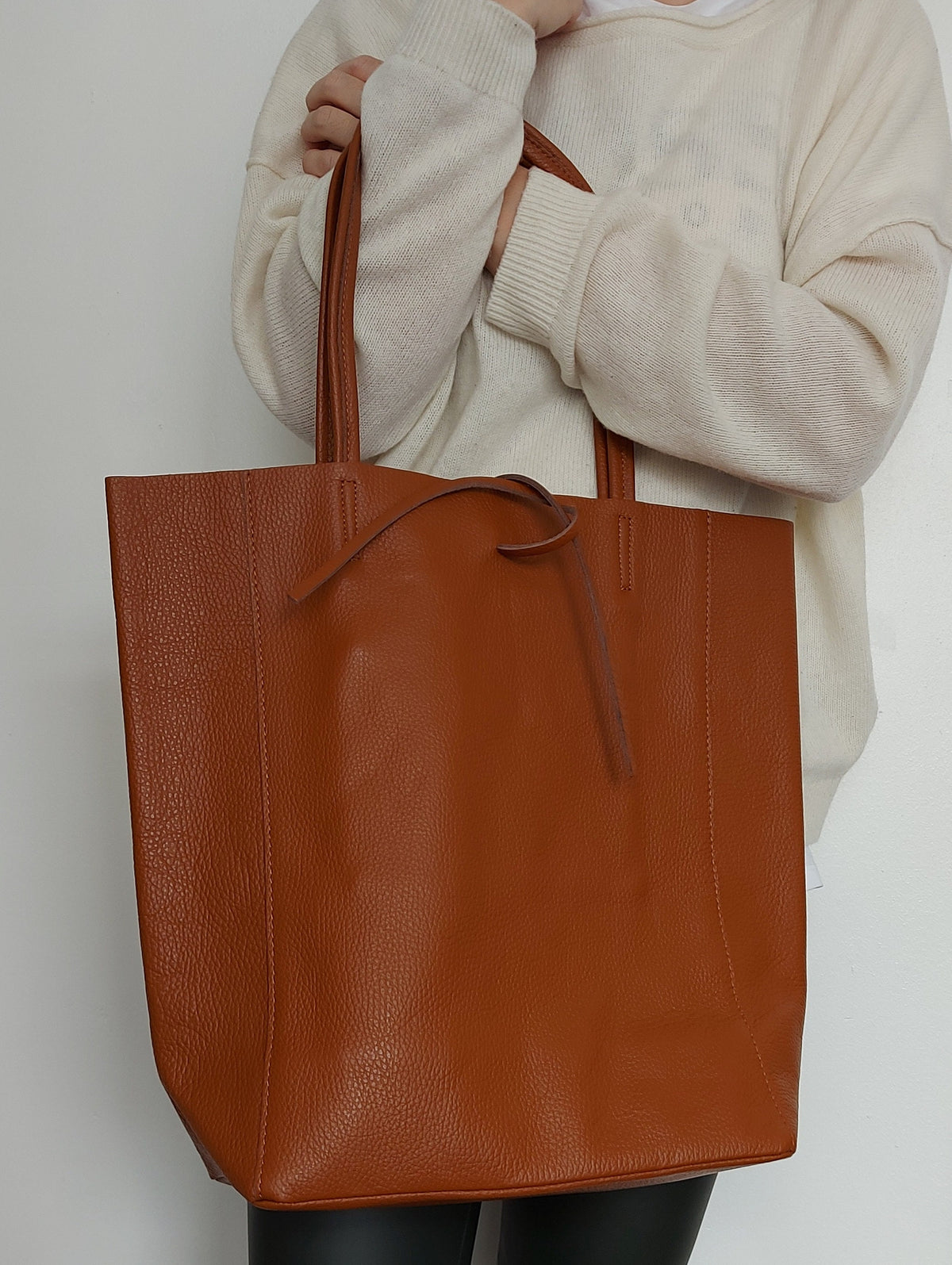 Green Genuine Leather Shopper Bag Large Leather Tote Bag