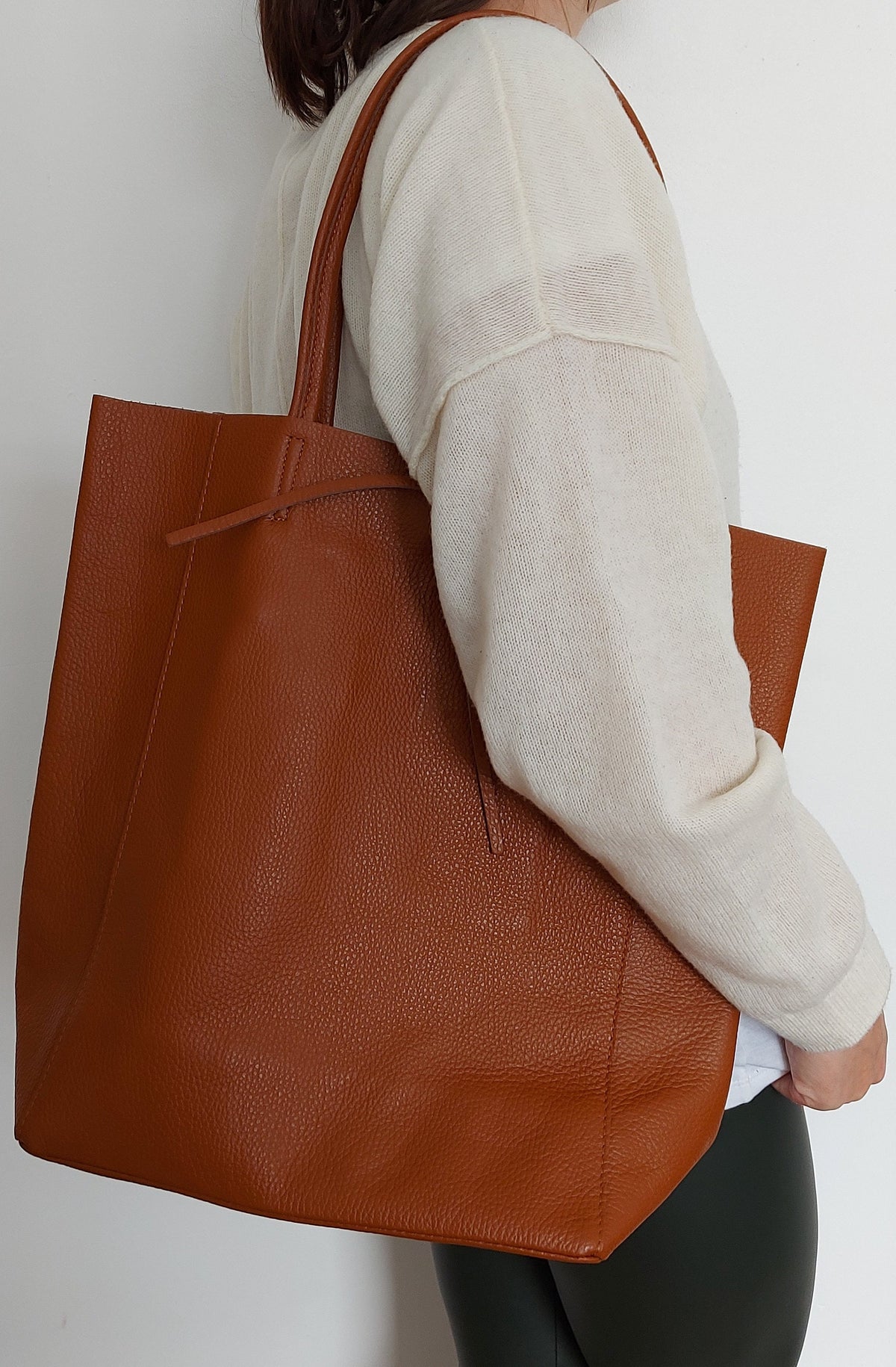 Teal Green Genuine Leather Shopper Bag Large Leather Tote Bag