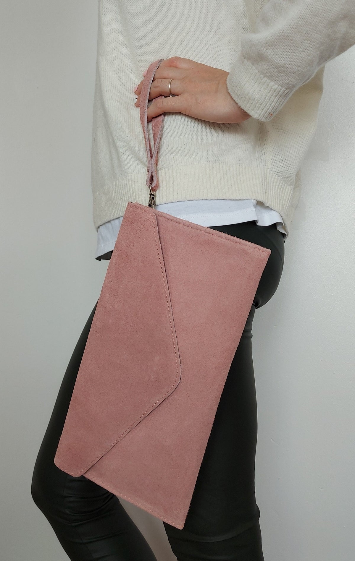 Dusty Pink Envelope Clutch Bag