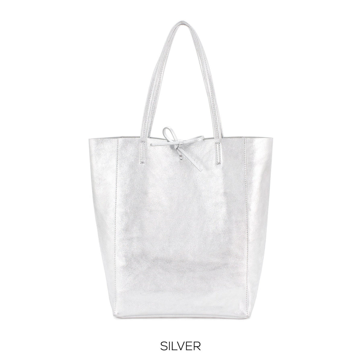 Mettalic Genuine Leather Shopper Bag