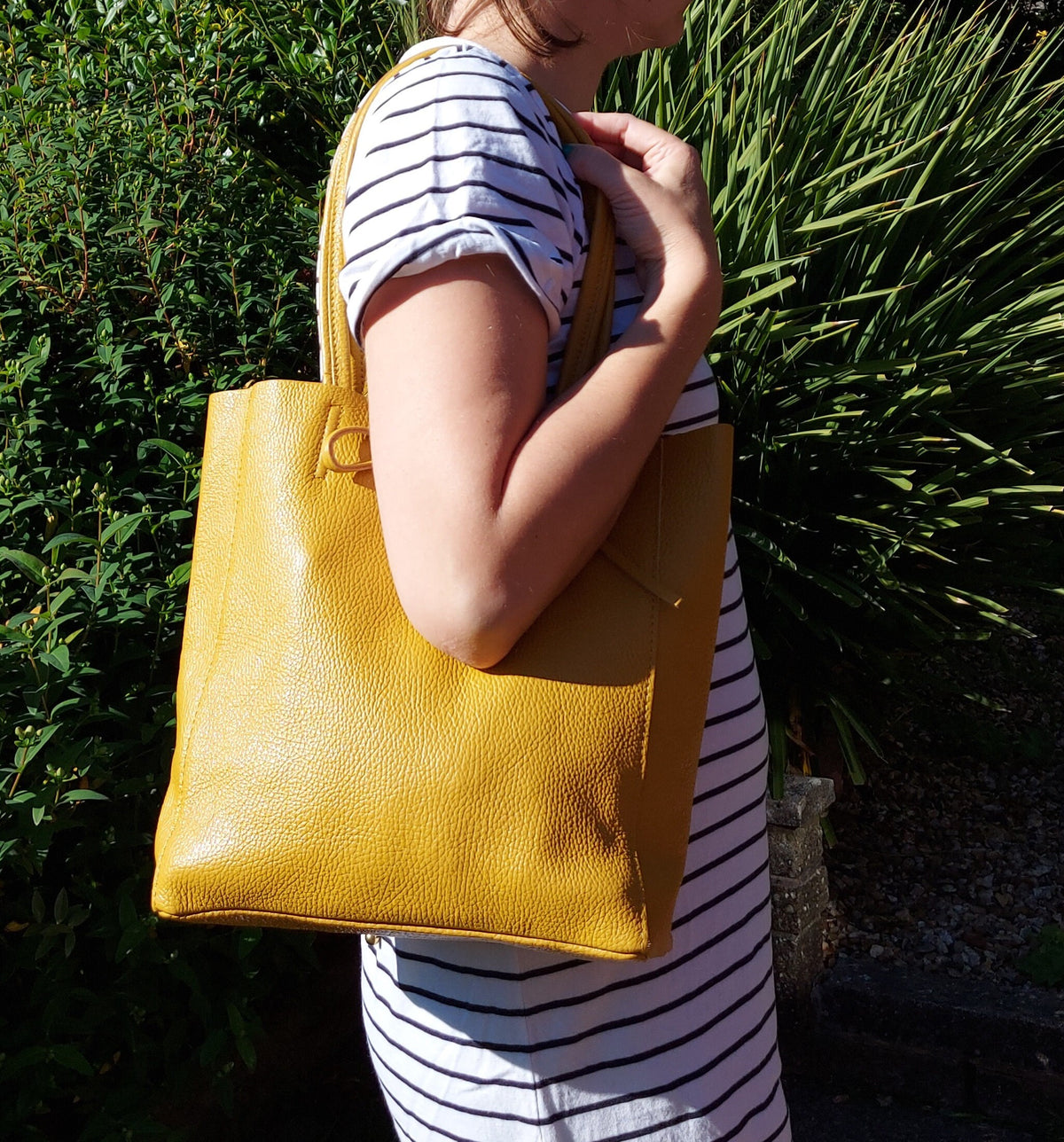 Light Grey Genuine Leather Shopper Bag Medium Leather Tote Bag