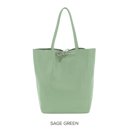Sage Green Genuine Leather Shopper Bag Large Leather Tote Bag