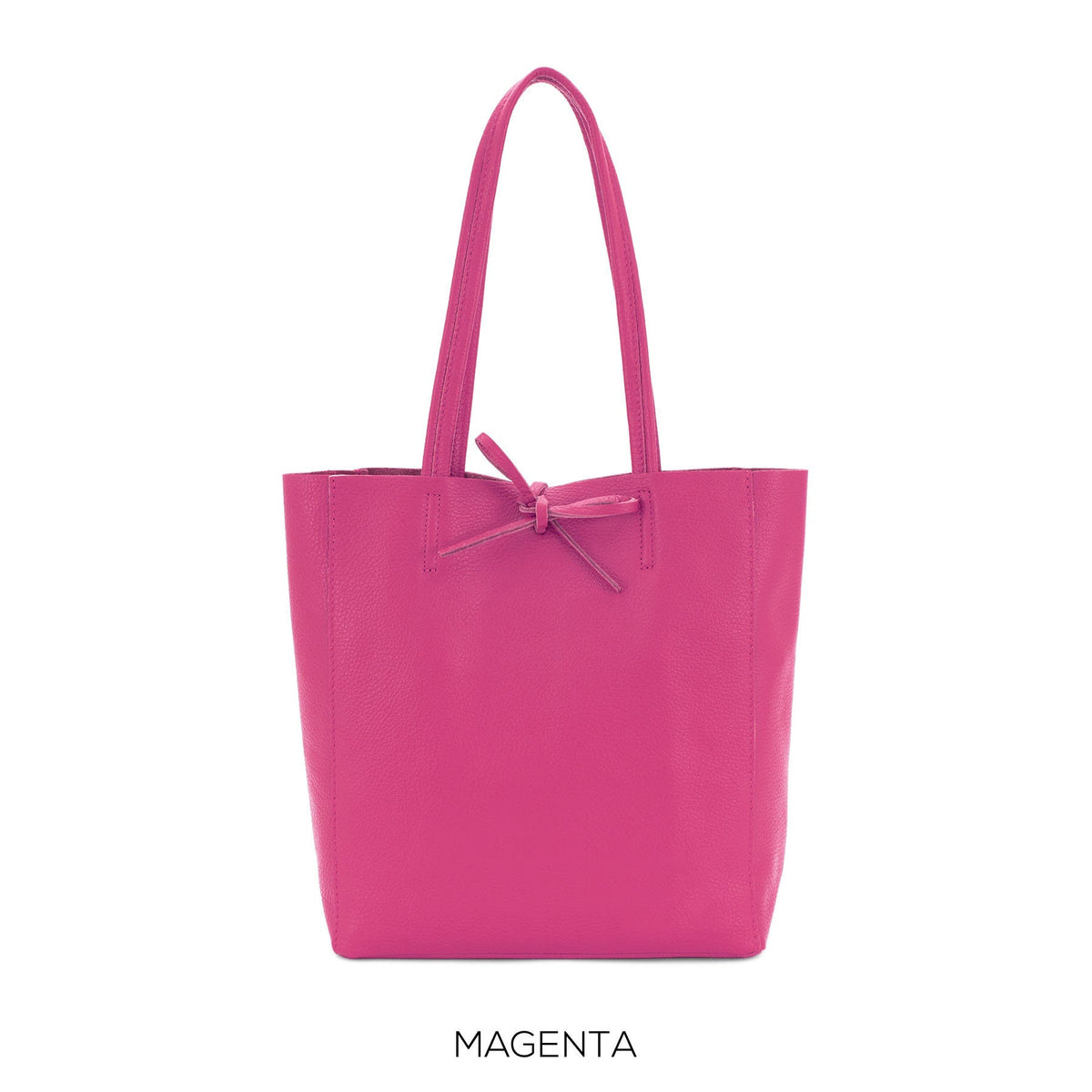 Magenta Genuine Leather Shopper Bag Medium Leather Tote Bag