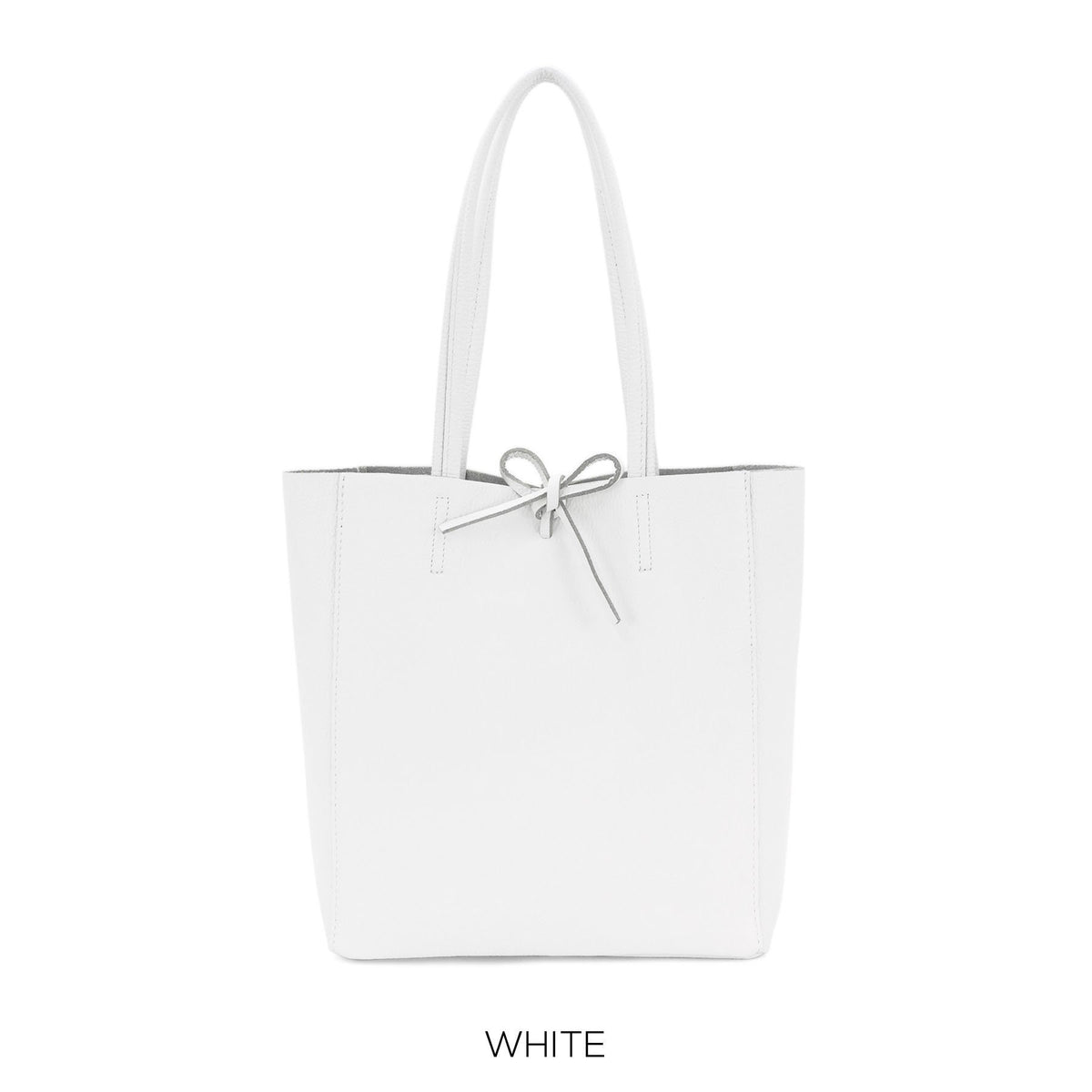 Genuine Leather Medium White Leather Shopper