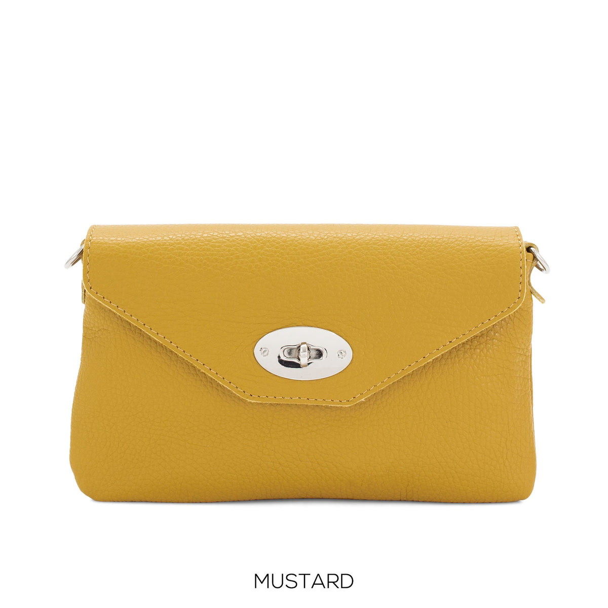 Genuine Italian Leather Mini Crossbody Bag With Detachable Strap Shoulder Bag Small Crossbody Bag Fold over Flap Chrome Twist lock