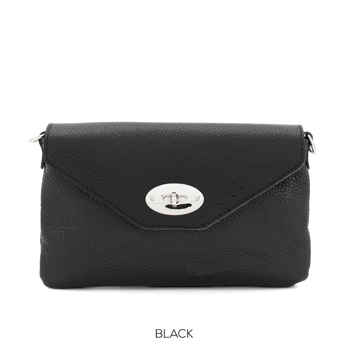 Genuine Italian Leather Mini Crossbody Bag With Detachable Strap Shoulder Bag Small Crossbody Bag Fold over Flap Chrome Twist lock