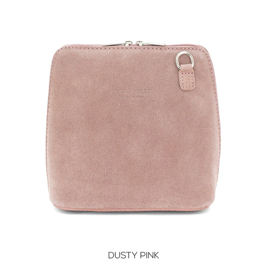 Genuine Suede Leather Crossbody Bag VERA PELLE Real Italian Suede Leather Small Crossbody Shoulder Bag Suede Bag Cute Crossbody Elegant Bag