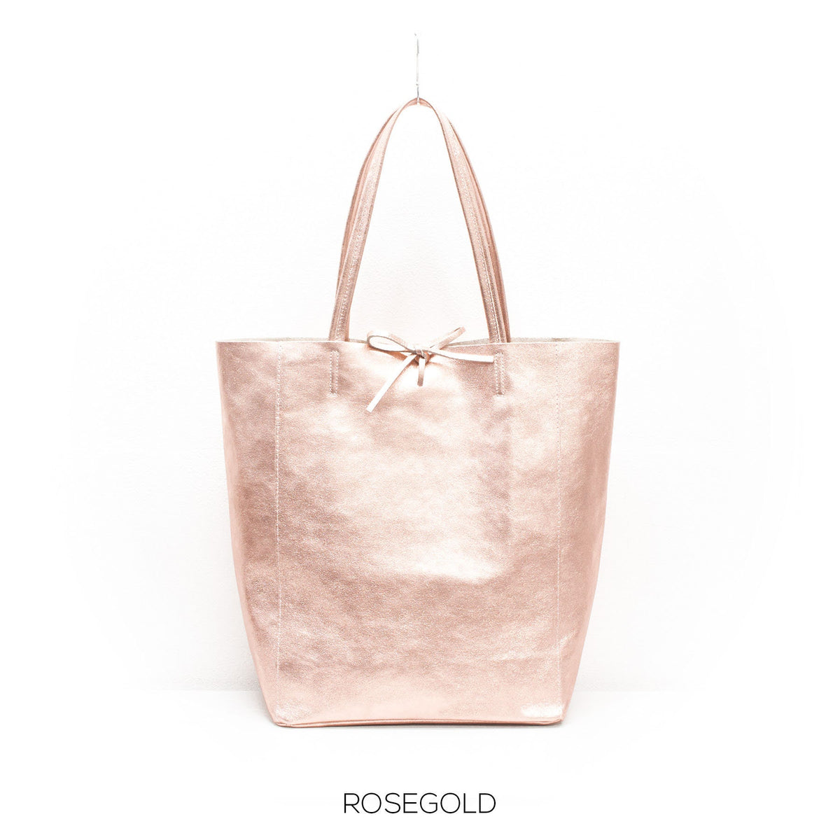 Mettalic Genuine Leather Shopper Bag