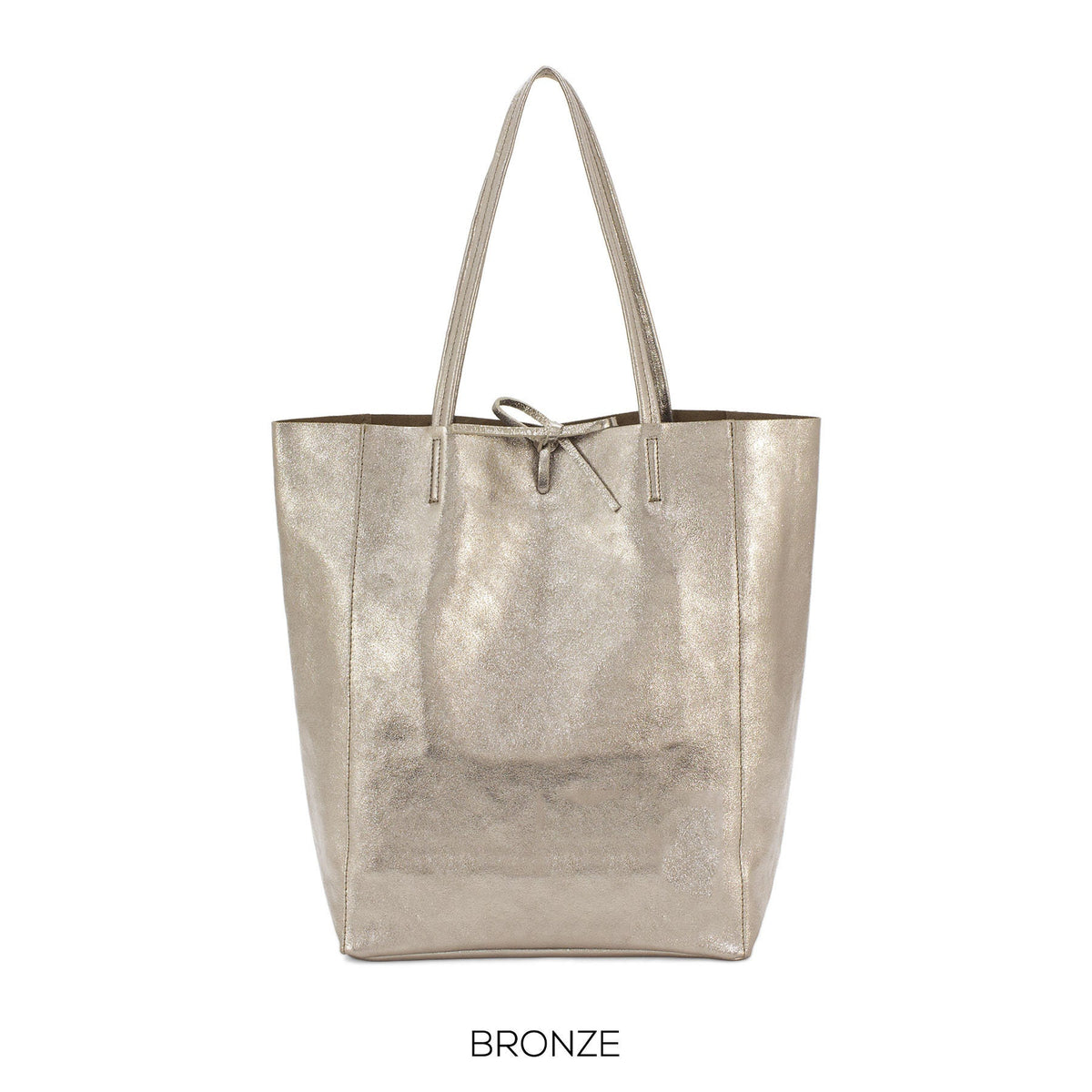 Mettalic Genuine Leather Shopper Bag