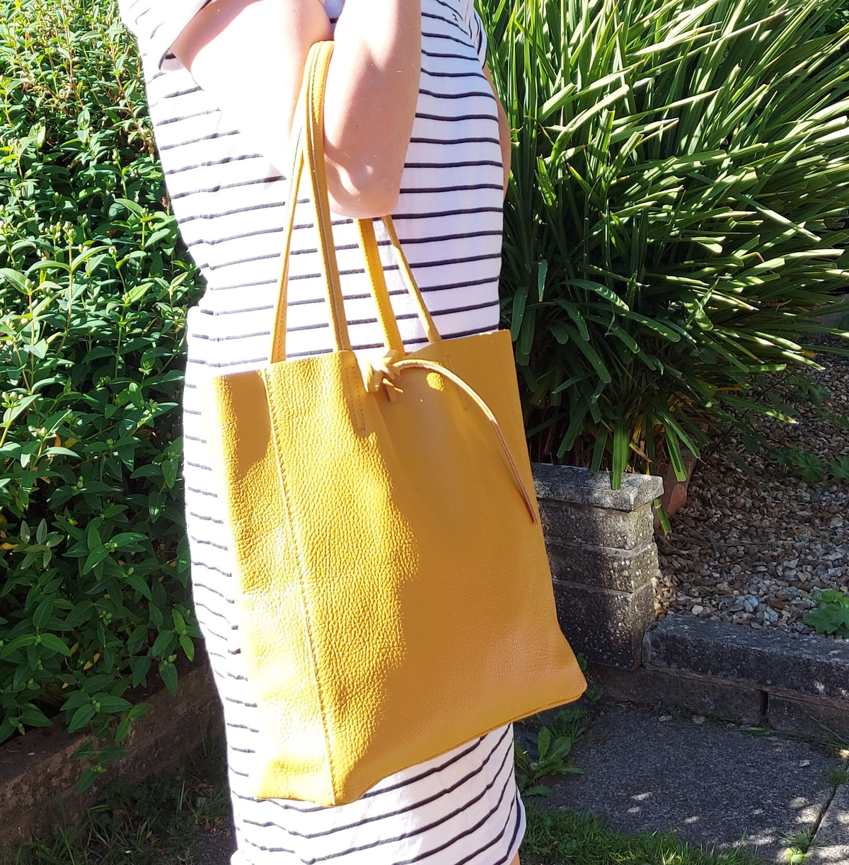 Pink Genuine Leather Shopper Bag Medium Leather Tote Bag