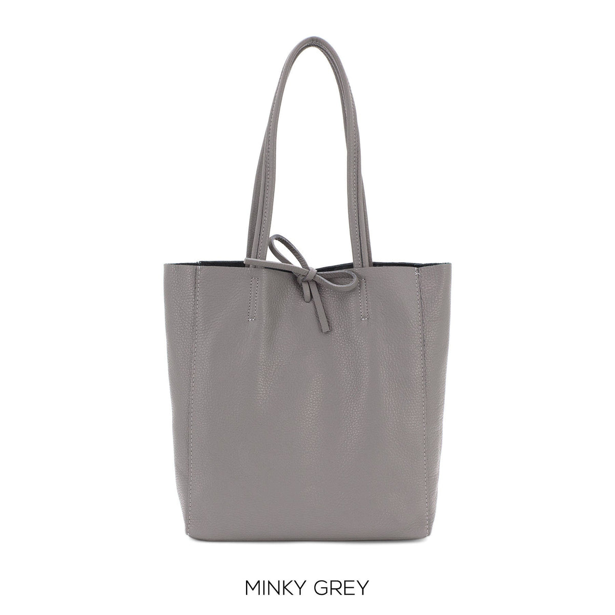 Dark Grey Genuine Leather Shopper Bag Medium Leather Tote Bag
