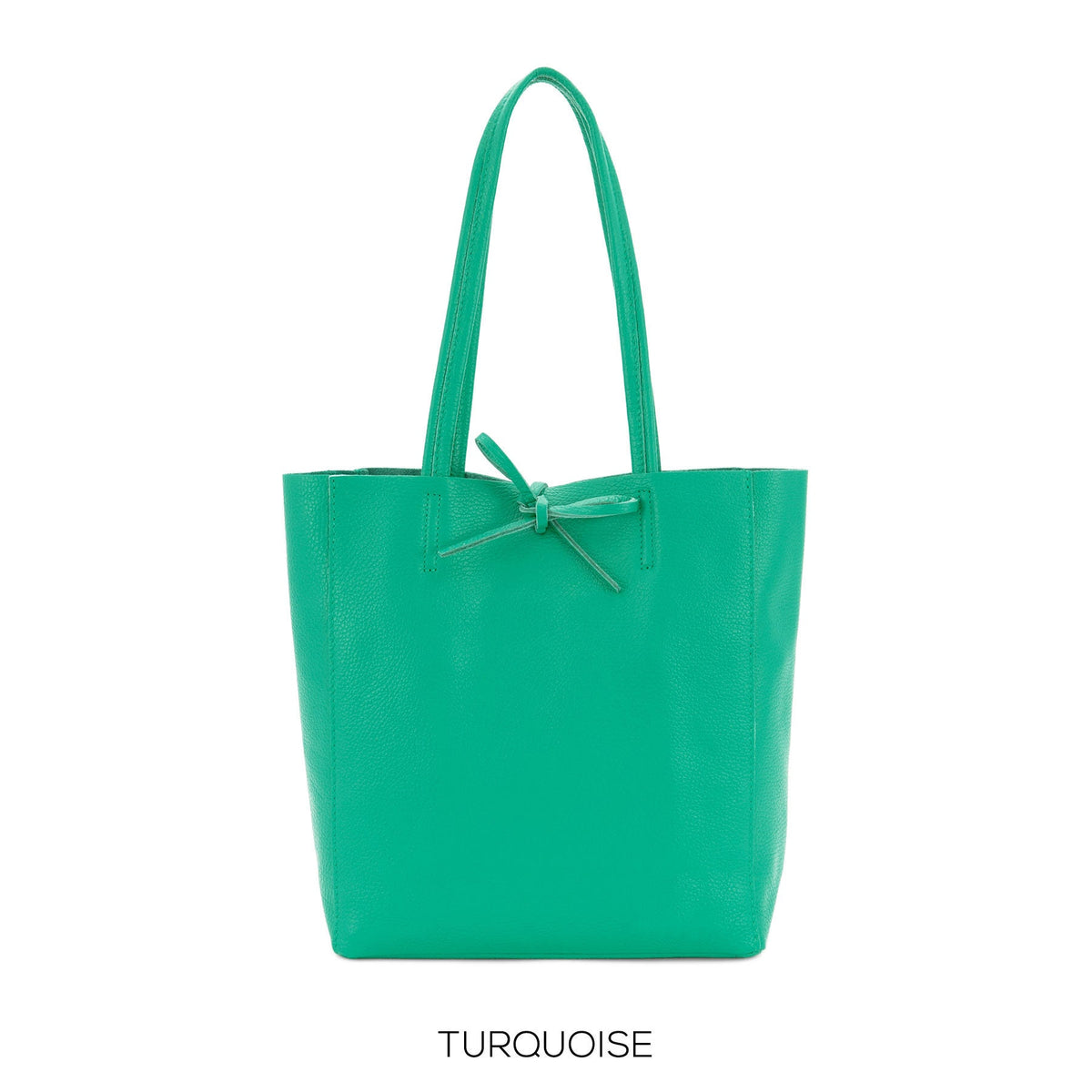 Genuine Leather Medium Turquoise Leather Shopper