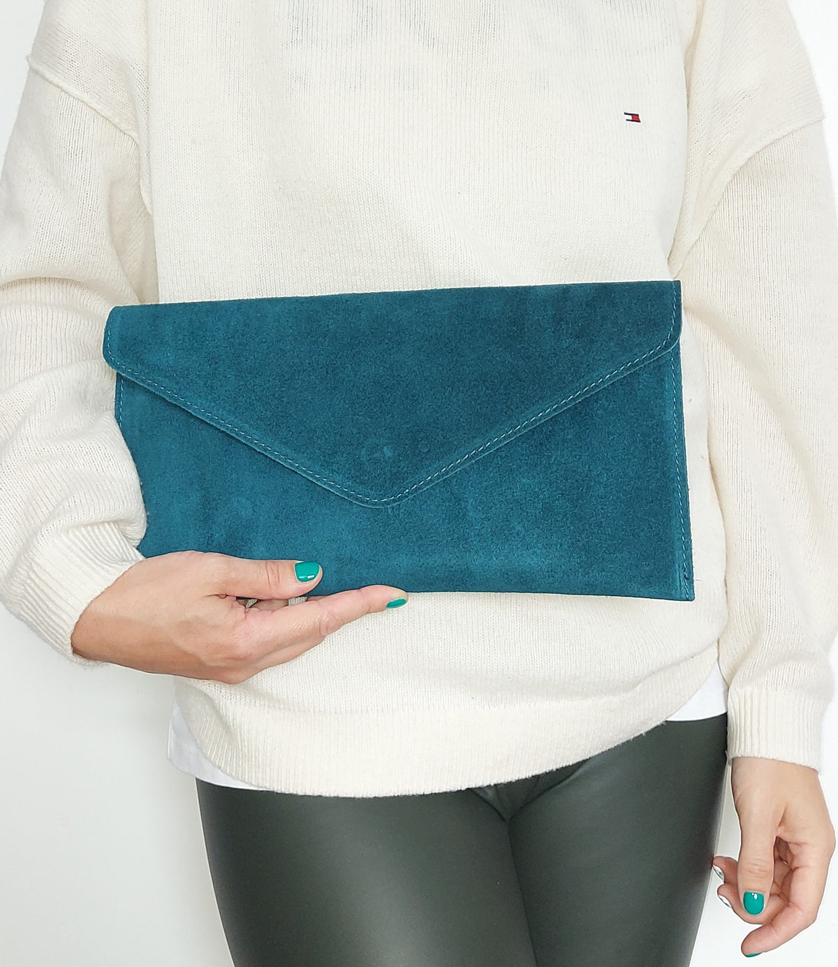 Teal Green Blue Envelope Clutch Bag