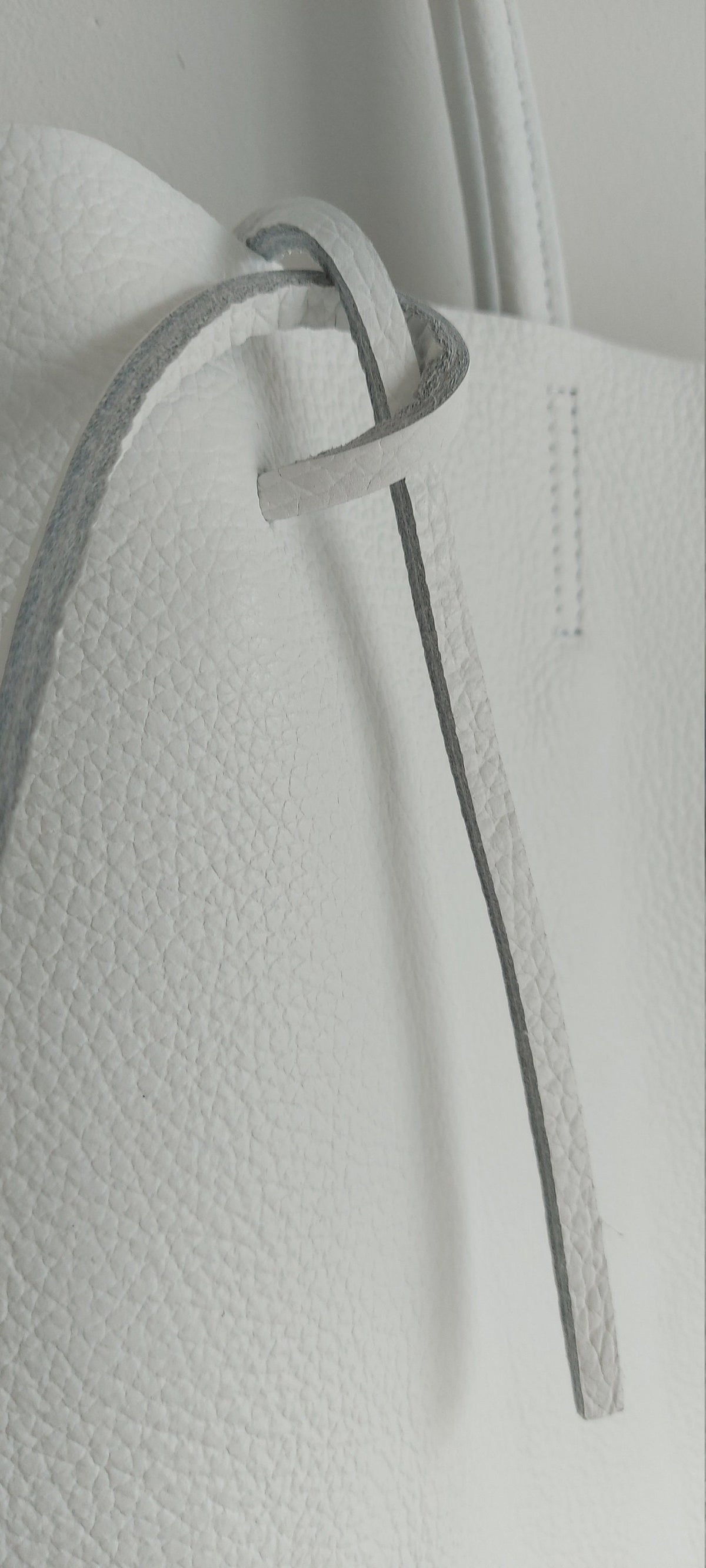 White Genuine Leather Shopper Bag Large Leather Tote Bag