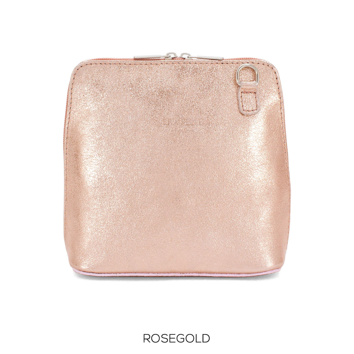 Genuine Metallic Leather Crossbody Bag VERA PELLE Real Italian Suede Leather Small Crossbody Shoulder Bag Crossbody Valentines Gift For Her