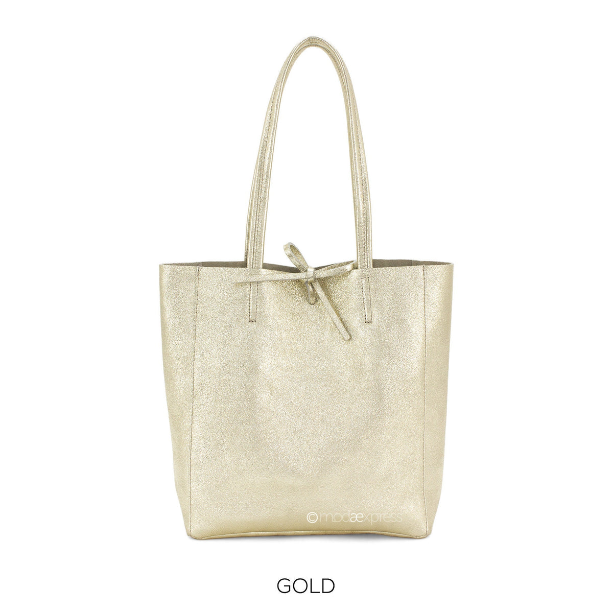 Genuine Leather Medium Gold Leather Shopper