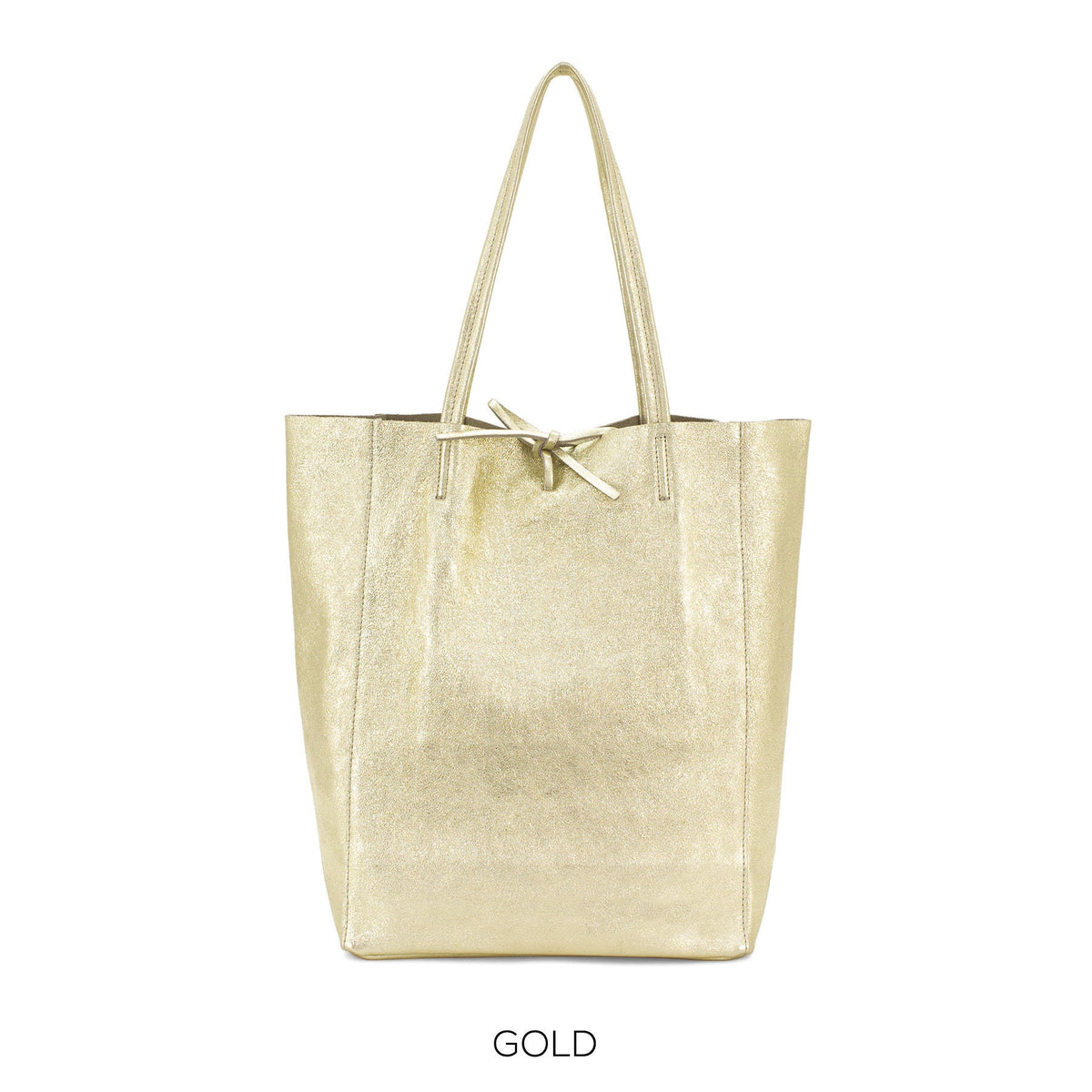 Mettalic Genuine Leather Shopper Bag