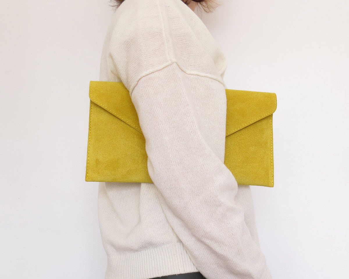 Yellow envelope clutch bag