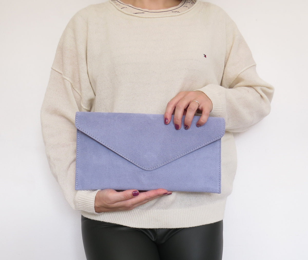 Lavender envelope clutch bag