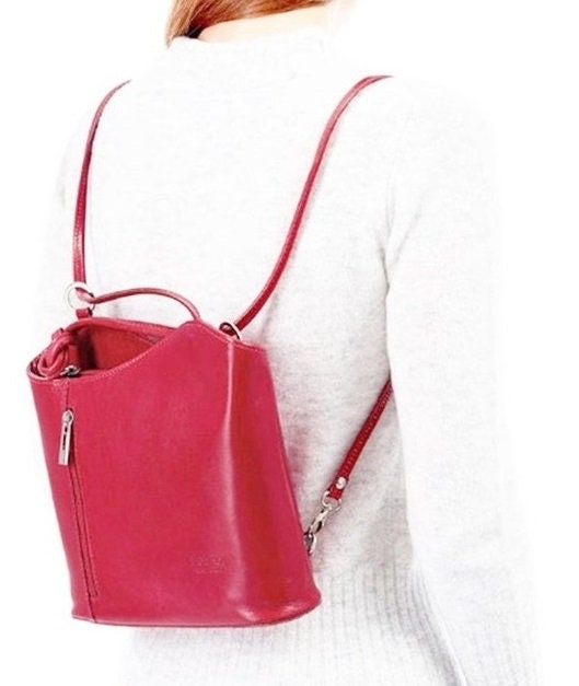 Red Shoulder Bag Convertable to Backpack