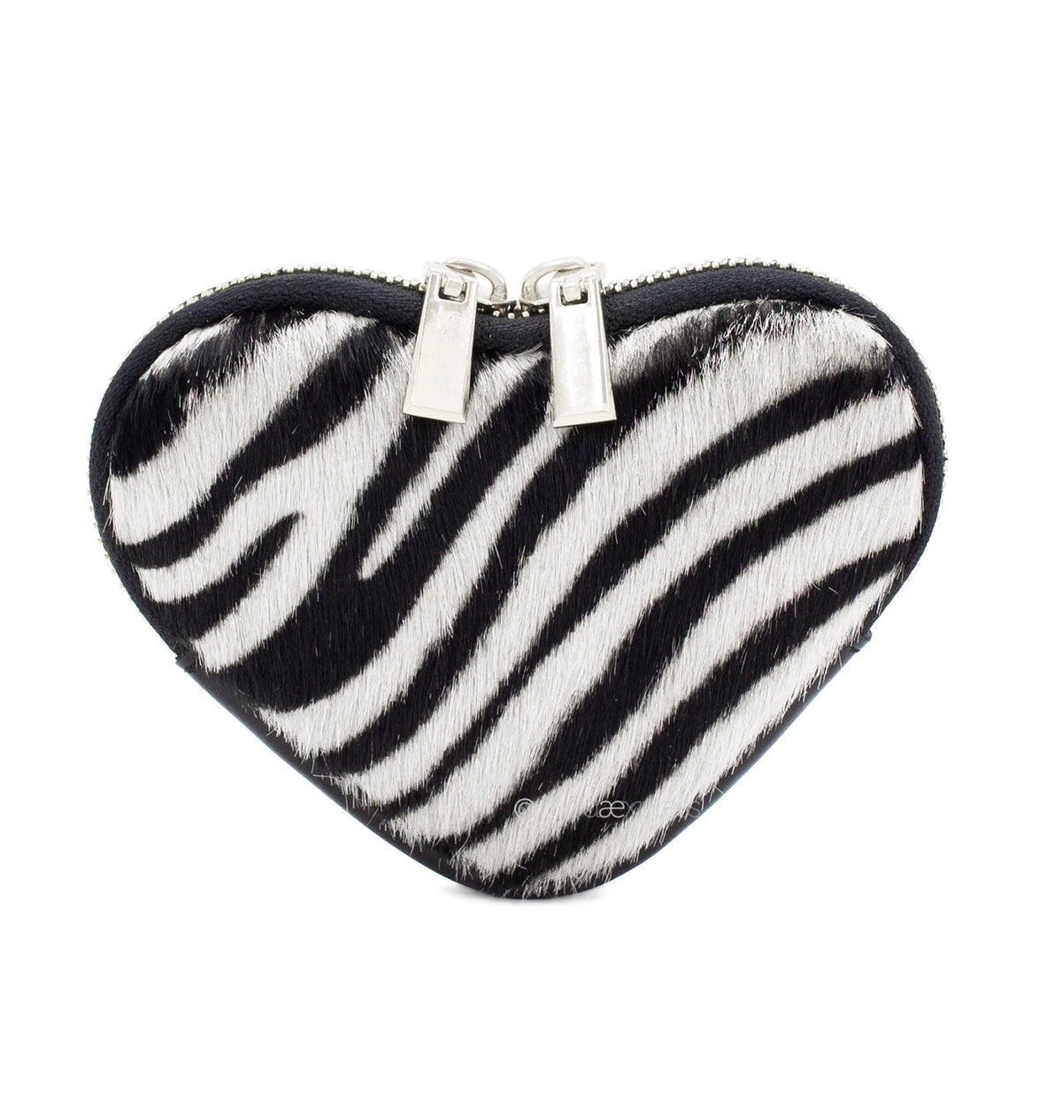 Genuine Italian Leather Cute Heart shaped Coin Purse  Animal Fur Print Soft Italian Leather Valentines Gift for Her Comes Gift Wrapped