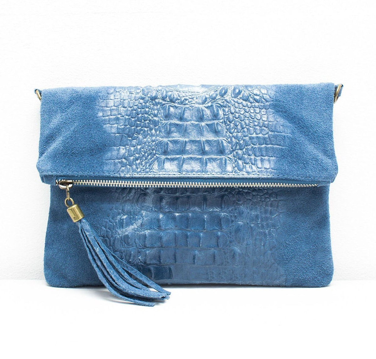 Crocodile Evening Clutch Bag GENUINE Suede Leather Wedding Party Italian Crossbody Bag Night Out Dinner Date Dress up